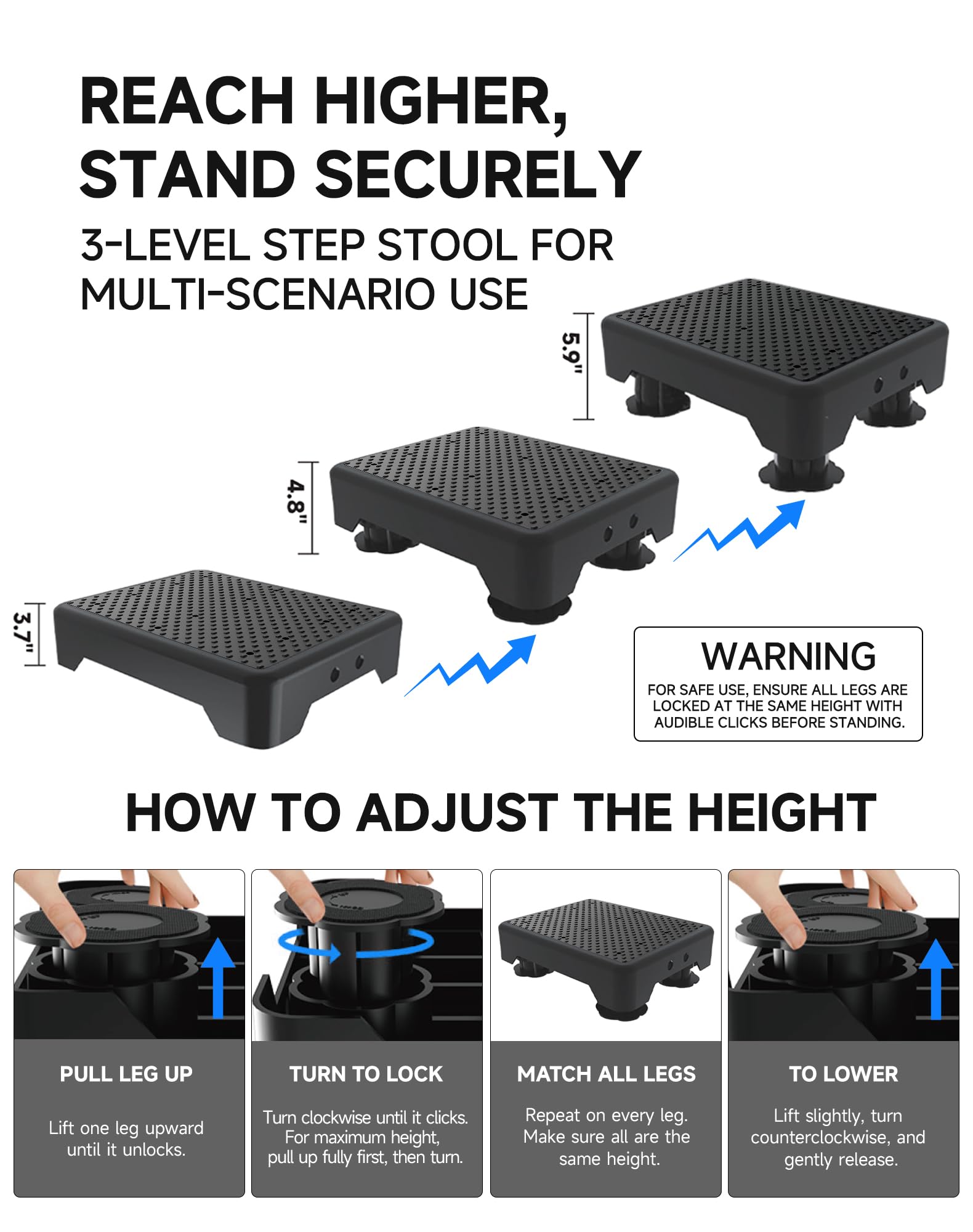 Amazon.com: LIFTOZA Adjustable Step Stool for Adults, Bed Step